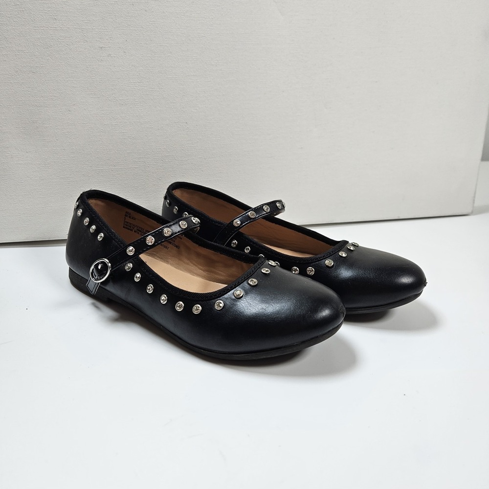 Steve Madden Kids Black Rhinestone Mary Jane Flats Dress Shoes Size Youth 5
